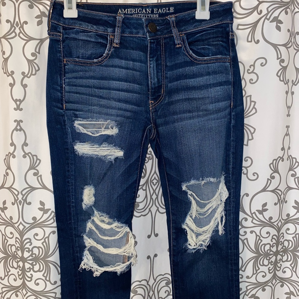 American Eagle Super Stretch X low rise regular distressed jeggings - Picture 2 of 4